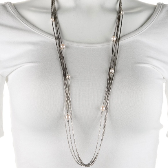 David Yurman Four Row Chain Necklace with Pearls - Picture 8 of 16